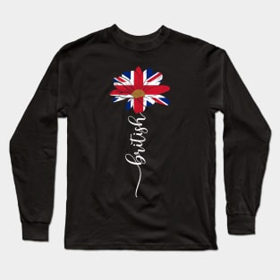 Vintage British Sunflower Flag British Lover Long Sleeve T-Shirt